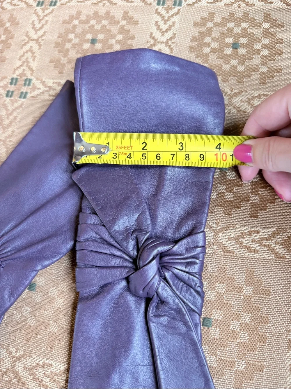 Cole Haan Purple Leather Gloves | Knot Detail | Women’s Dress Gloves